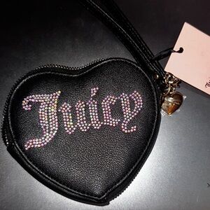 Juicy Couture black heart rhinestone wristlet